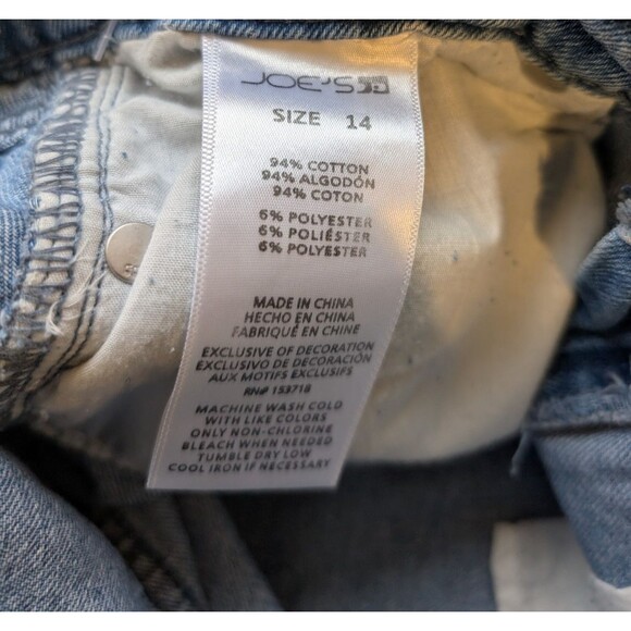 Joe's Jeans Girl's Kalee Denim Skirt Mid Rise Mini Distressed Raw Hem Size 14 - Picture 7 of 10